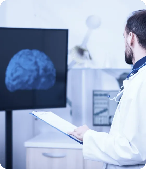 doctor his cabinet looking braind trying put diagnosis doctor giving his expertise 1